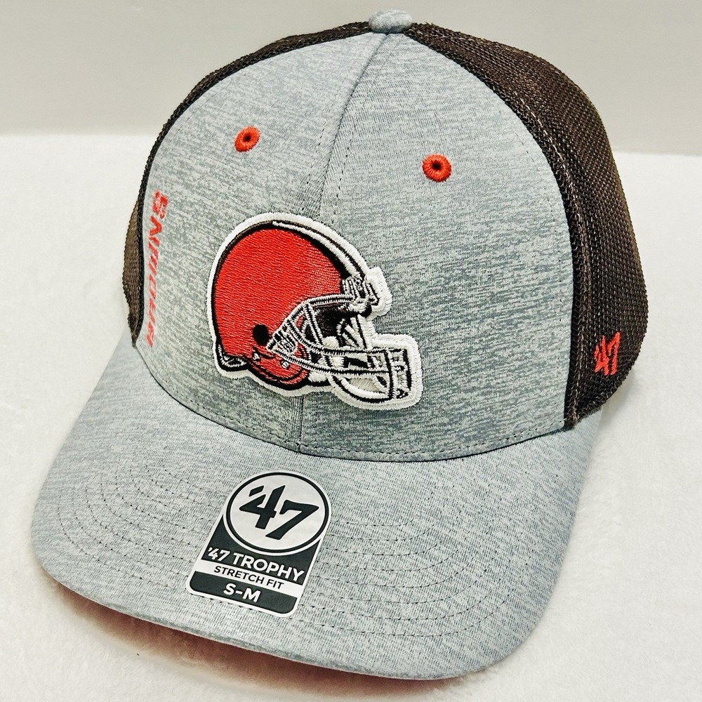 '47 Brand Cleveland Browns Pixelation Trophy Stretch Flex Hat Cap S/M Gray